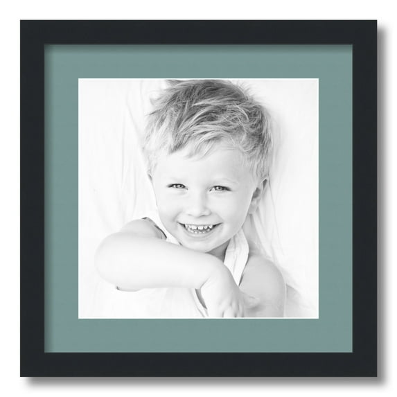 ArtToFrames 16x16" Matted Picture Frame with 12x12" Single Mat Photo Opening Framed in 1.25" Satin Black and 2" Nile Green Mat (FWM-3926-16x16)