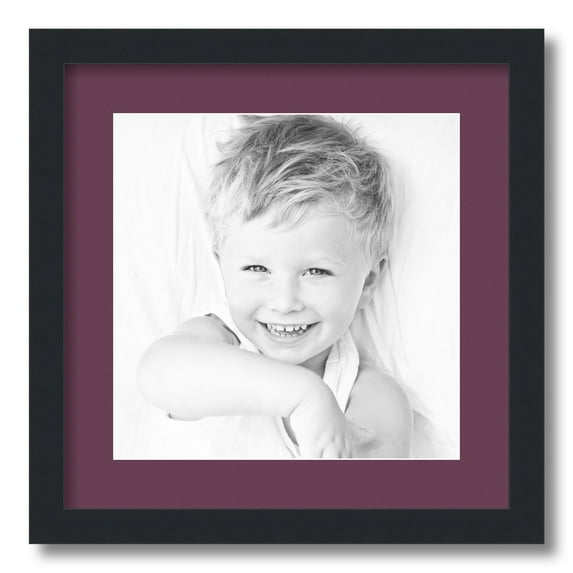 ArtToFrames 16x16" Matted Picture Frame with 12x12" Single Mat Photo Opening Framed in 1.25" Satin Black and 2" Ruby Mat (FWM-3926-16x16)