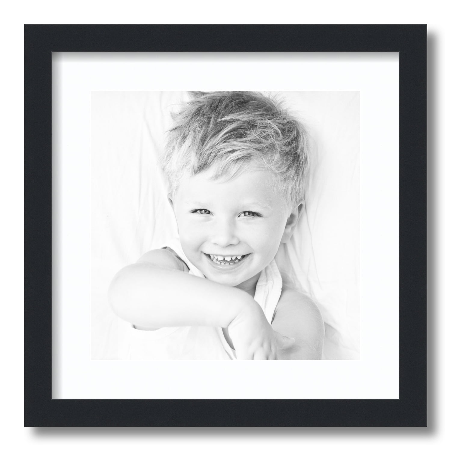  ArtToFrames Collage Photo Frame Single Mat with 4-5x7 Openings  and Satin Black Frame.