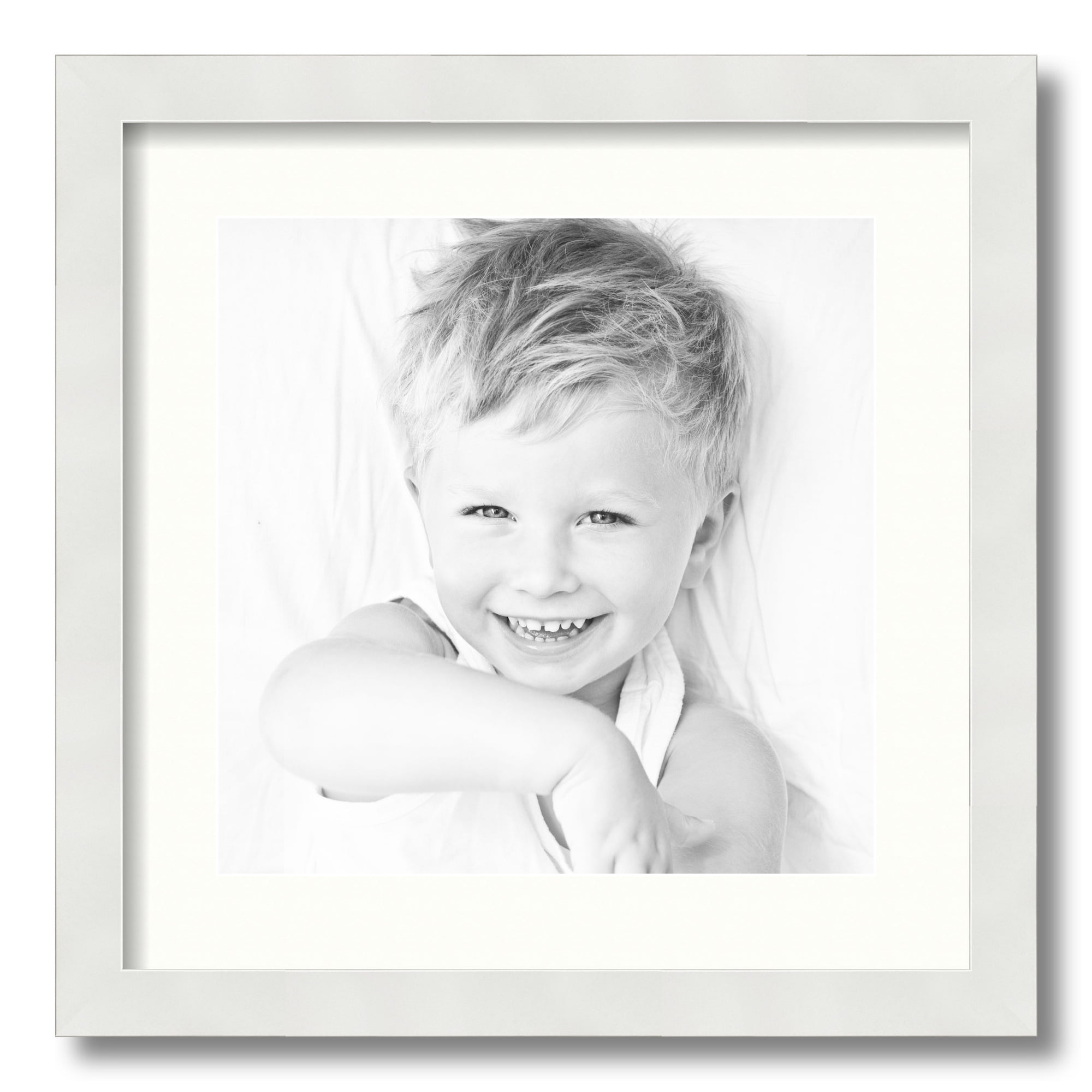 White Wood 16x16 Picture Frame with Porcelain Mat