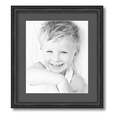 ArtToFrames 16x18" Matted Picture Frame with 12x14" Single Mat Photo Opening Framed in 1.25" Black Stain on Solid Red Oak and 2" Charcoal Mat (FWM-4083-16x18)