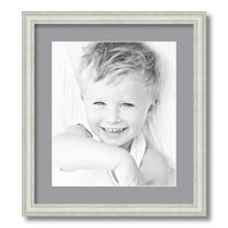 ArtToFrames 16x18 Matted Picture Frame with 12x14 Single Mat Photo Opening Framed in 1.25 Off White Wash on Ash and 2 Silver Mat (FWM-4098-16x18)