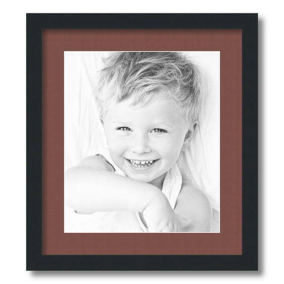 ArtToFrames 16x18" Matted Picture Frame with 12x14" Single Mat Photo Opening Framed in 1.25" Satin Black and 2" Brique Mat (FWM-3926-16x18)
