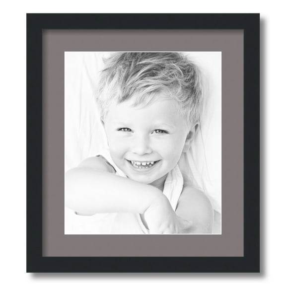 ArtToFrames 16x18" Matted Picture Frame with 12x14" Single Mat Photo Opening Framed in 1.25" Satin Black and 2" Pewter Mat (FWM-3926-16x18)