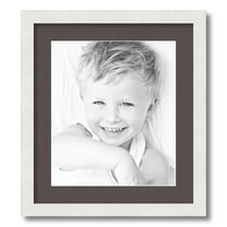 ArtToFrames 16x18" Matted Picture Frame with 12x14" Single Mat Photo Opening Framed in 1.25" Satin White Frame and 2" Chestnut Mat (FWM-3966-16x18)