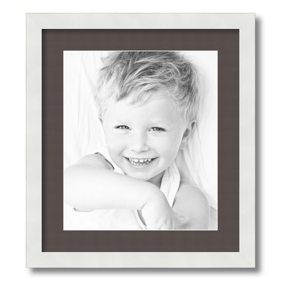ArtToFrames 16x18" Matted Picture Frame with 12x14" Single Mat Photo Opening Framed in 1.25" Satin White Frame and 2" Chestnut Mat (FWM-3966-16x18)