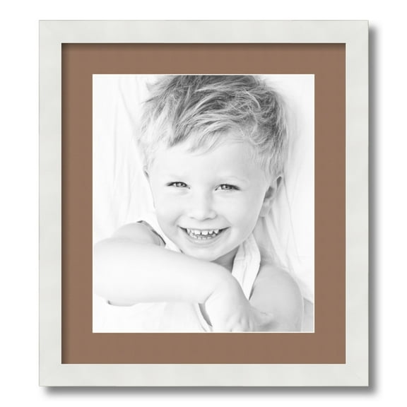ArtToFrames 16x18 Matted Picture Frame with 12x14 Single Mat Photo Opening Framed in 1.25 Satin White Frame and 2 Sandpiper Mat (FWM-3966-16x18)