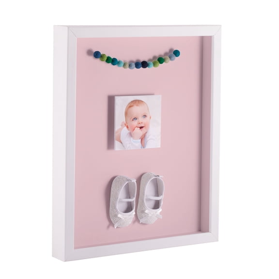 ArtToFrames 16x20 Inch Shadow Box Picture Frame, with a Satin White 1 Wide Shadowbox frame and Hollyhock Mat Backing (4655)