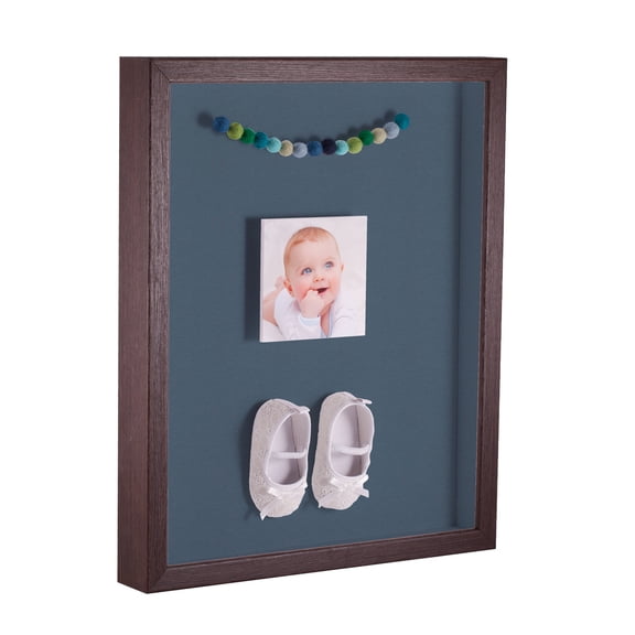 ArtToFrames 16x20 Inch Shadow Box Picture Frame, with a Verlinga Brown 1 Wide Shadowbox frame and Dutch Blue Mat Backing (4656)