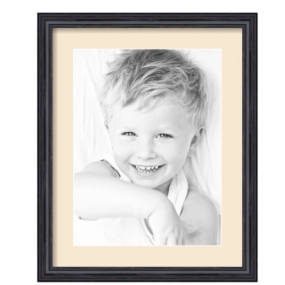 ArtToFrames 16x20" Matted Picture Frame with 12x16" Single Mat Photo Opening Framed in 1.25" Black Stain on Solid Red Oak and 2" Alabaster Mat (FWM-4083-16x20)