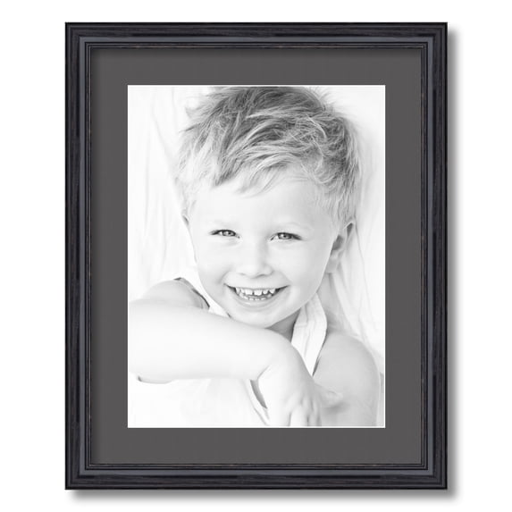 ArtToFrames 16x20" Matted Picture Frame with 12x16" Single Mat Photo Opening Framed in 1.25" Black Stain on Solid Red Oak and 2" Charcoal Mat (FWM-4083-16x20)