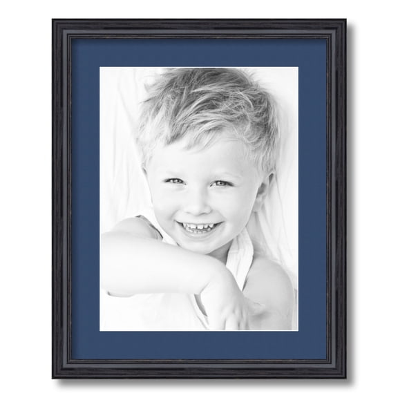 ArtToFrames 16x20 Matted Picture Frame with 12x16 Single Mat Photo Opening Framed in 1.25 Black Stain on Solid Red Oak and 2 Delft Blue Mat (FWM-4083-16x20)