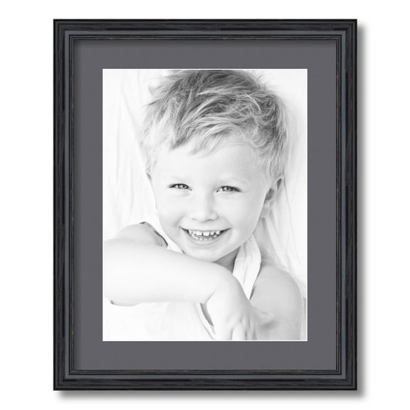 ArtToFrames 16x20 Matted Picture Frame with 12x16 Single Mat Photo Opening Framed in 1.25 Black Stain on Solid Red Oak and 2 Mountain Grey Mat (FWM-4083-16x20)