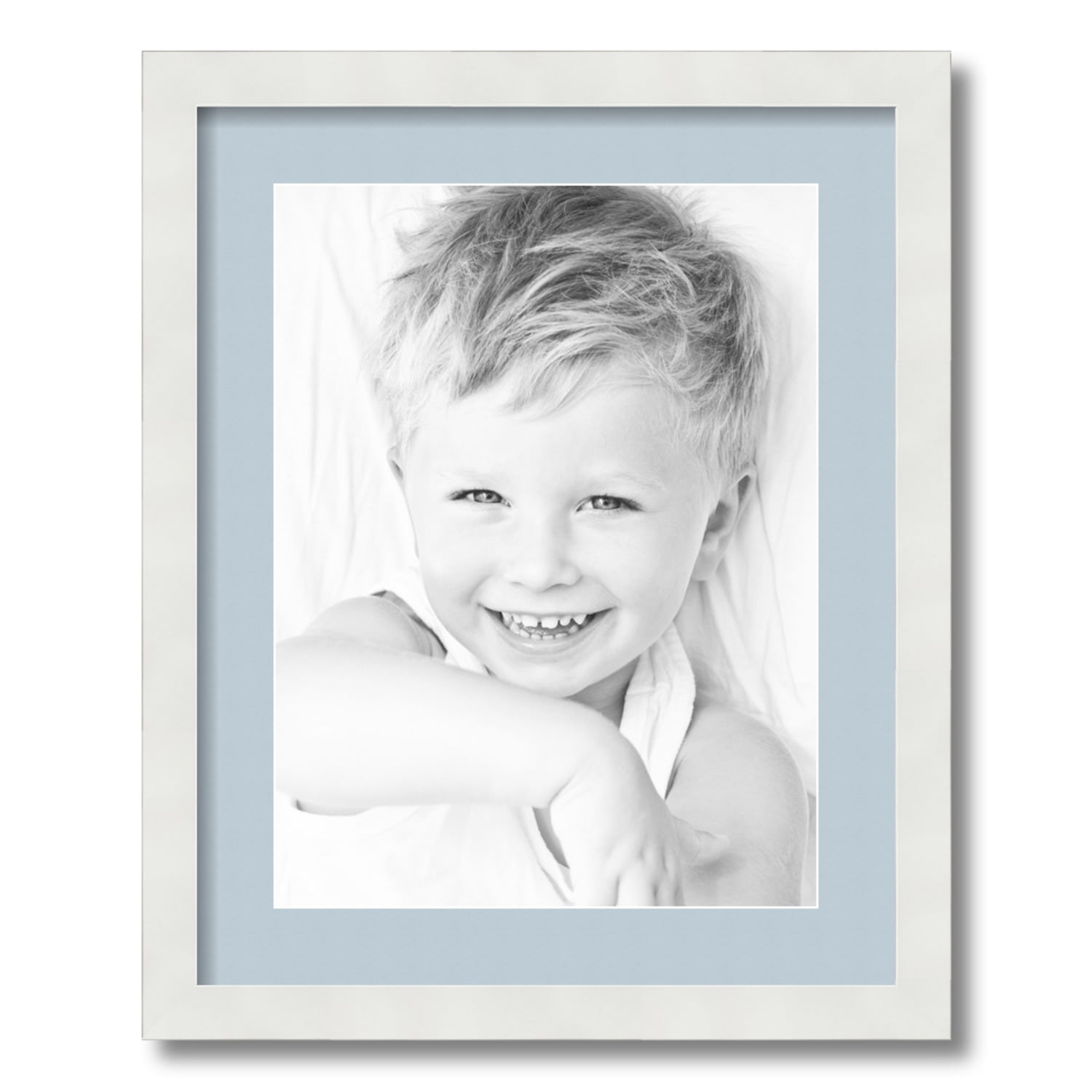 16x20 Black MDF Frame For 11x14 Picture with Ivory Mat and Real Glass