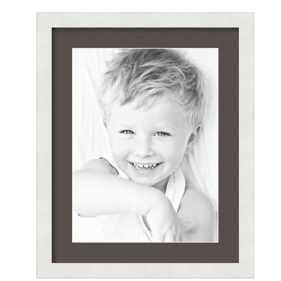 ArtToFrames 16x20" Matted Picture Frame with 12x16" Single Mat Photo Opening Framed in 1.25" Satin White Frame and 2" Chestnut Mat (FWM-3966-16x20)