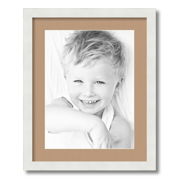 ArtToFrames 16x20 Matted Picture Frame with 12x16 Single Mat Photo Opening Framed in 1.25 Satin White Frame and 2 Desert Sand Mat (FWM-3966-16x20)