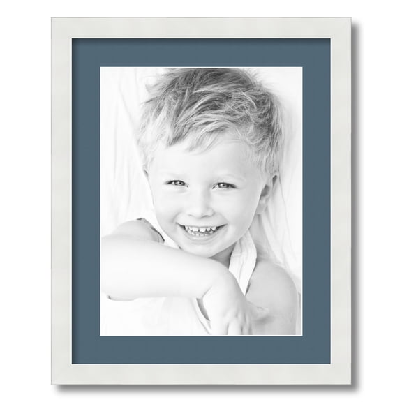 ArtToFrames 16x20" Matted Picture Frame with 12x16" Single Mat Photo Opening Framed in 1.25" Satin White Frame and 2" Dutch Blue Mat (FWM-3966-16x20)
