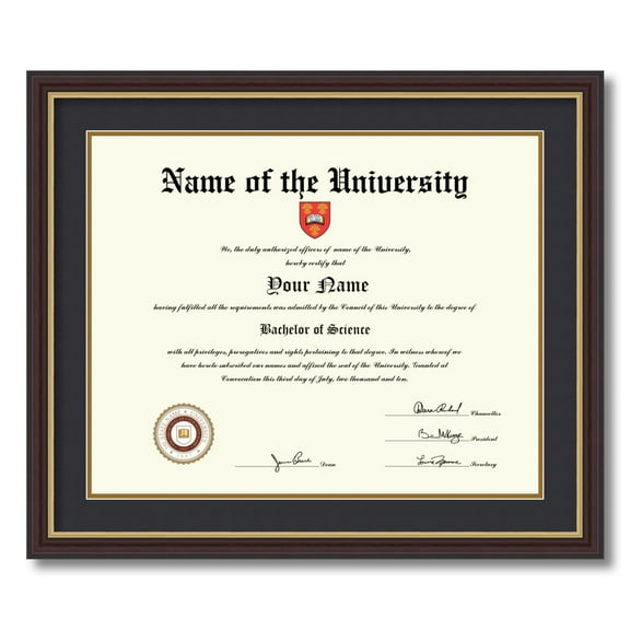 ArtToFrames 16x20 inch Diploma Frame - Framed in Mahogany and Gold Slope Frame with Black and Gold Mats, Comes with Regular Plexi Glass and Sawtooth Hanger for Wall Hanging (D-4447-16x20)