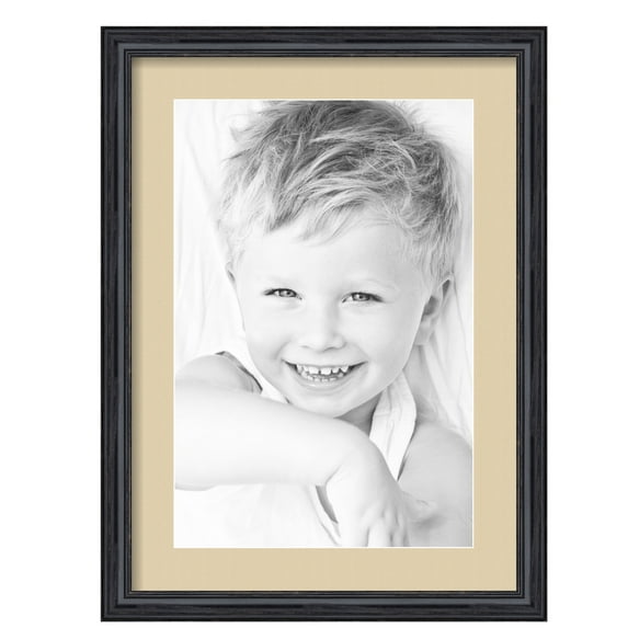 ArtToFrames 16x22" Matted Picture Frame with 12x18" Single Mat Photo Opening Framed in 1.25" Black Stain on Solid Red Oak and 2" Seaside Mat (FWM-4083-16x22)
