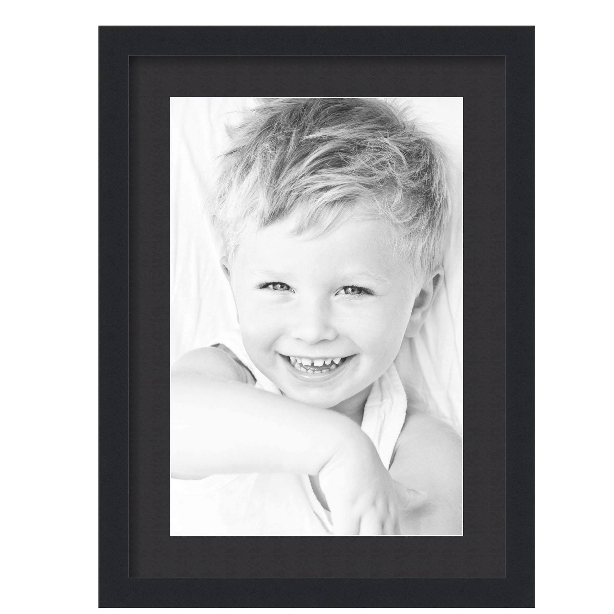 ArtToFrames 16x22" Matted Picture Frame with 12x18" Single Mat Photo Opening Framed in 1.25" Satin Black and 2" Black Mat (FWM-3926-16x22)