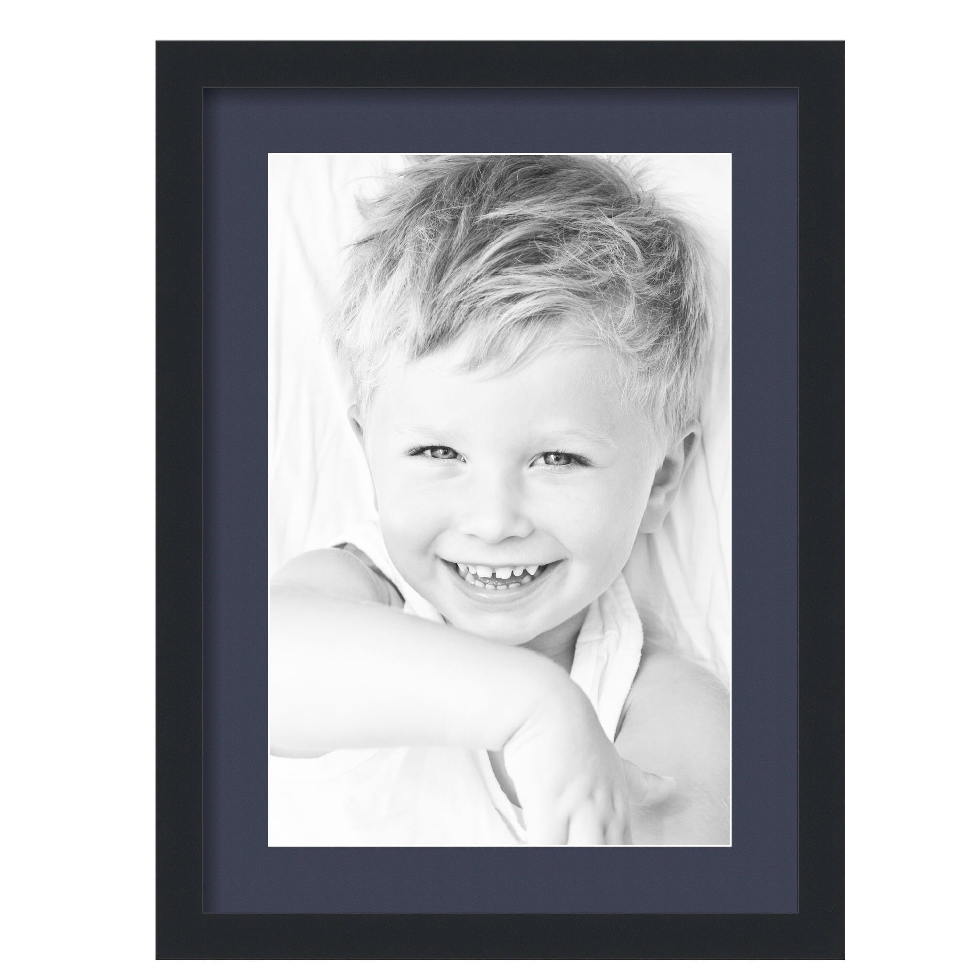 ArtToFrames 16x22" Matted Picture Frame with 12x18" Single Mat Photo Opening Framed in 1.25" Satin Black and 2" Blue Jay Mat (FWM-3926-16x22)