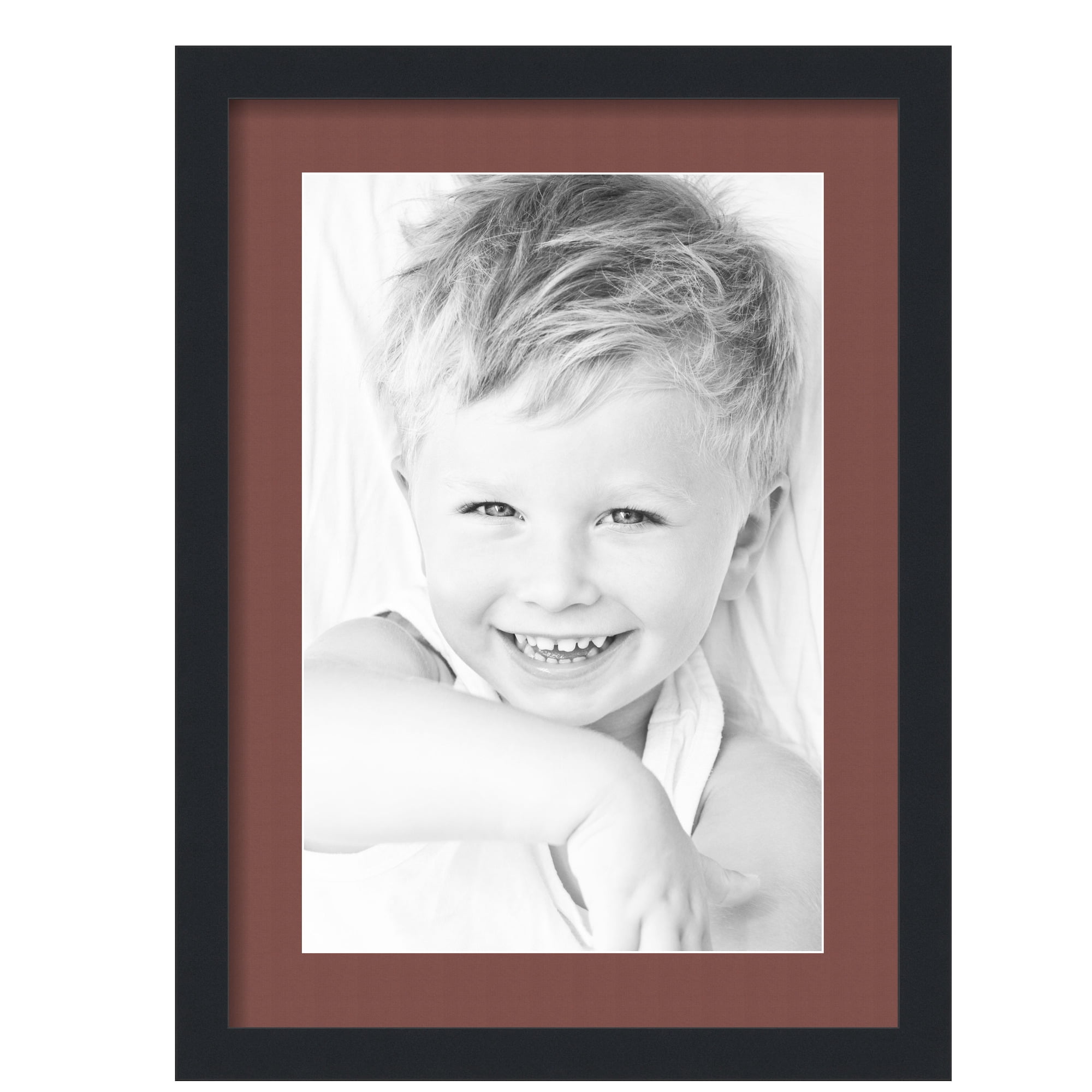 ArtToFrames 16x22" Matted Picture Frame with 12x18" Single Mat Photo Opening Framed in 1.25" Satin Black and 2" Brique Mat (FWM-3926-16x22)