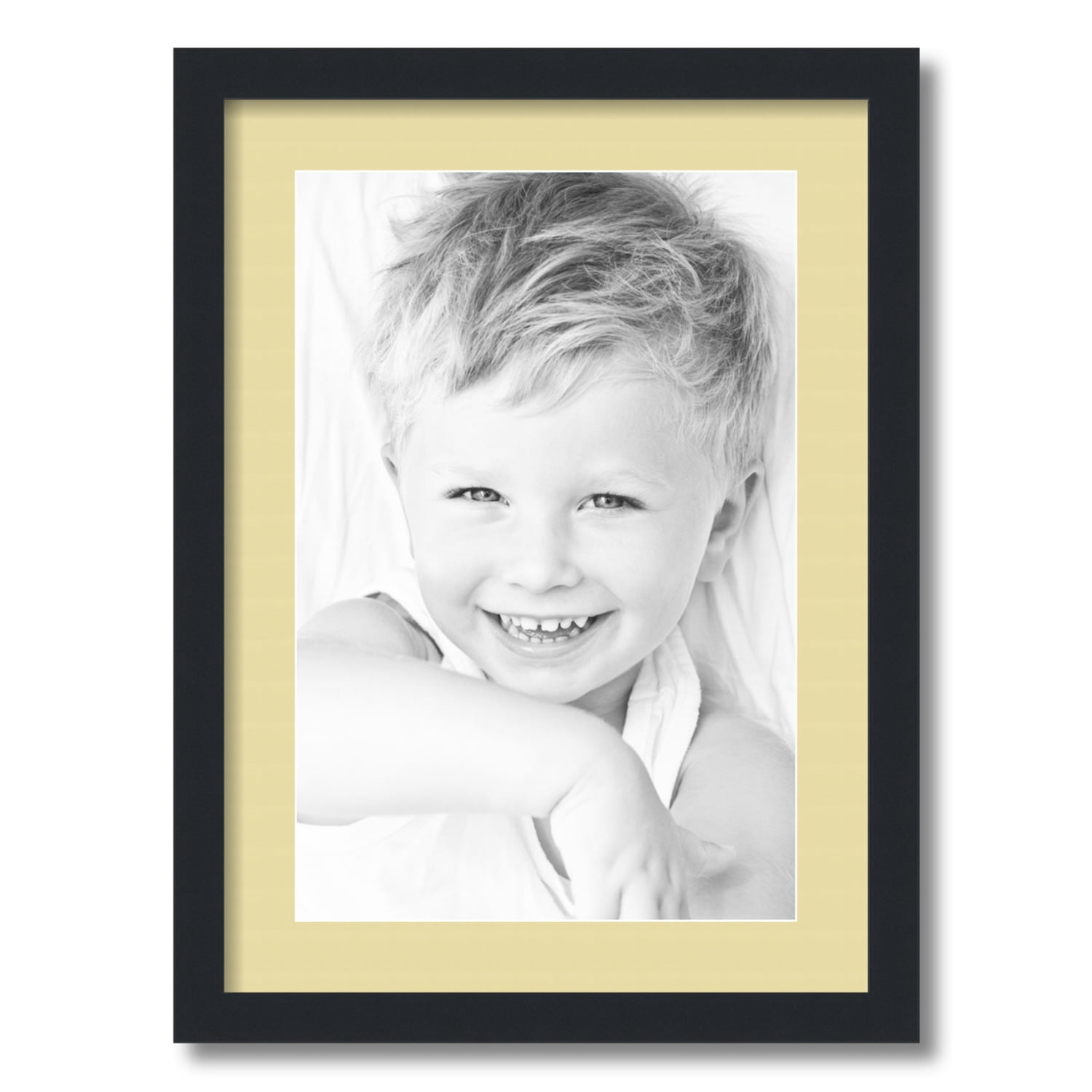 ArtToFrames 16x22 Matted Picture Frame with 12x18 Single Mat Photo Opening Framed in 1.25 Satin Black and 2 Buttercup Mat (FWM-3926-16x22)