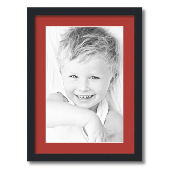 ArtToFrames 16x22 Matted Picture Frame with 12x18 Single Mat Photo Opening Framed in 1.25 Satin Black and 2 Deep Red Mat (FWM-3926-16x22)