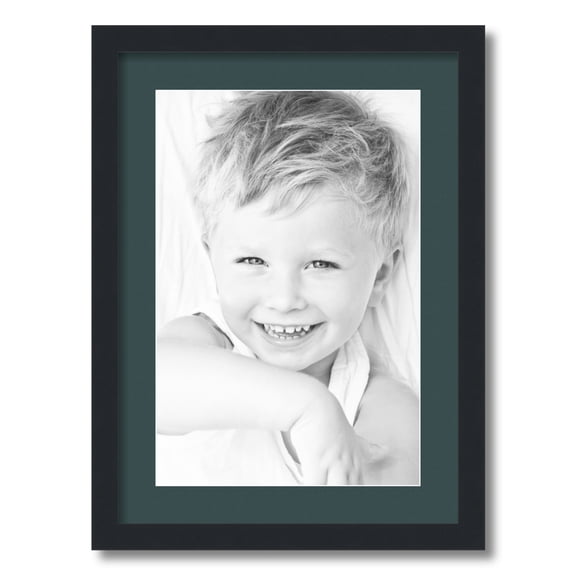 ArtToFrames 16x22 Matted Picture Frame with 12x18 Single Mat Photo Opening Framed in 1.25 Satin Black and 2 Evergreen Mat (FWM-3926-16x22)