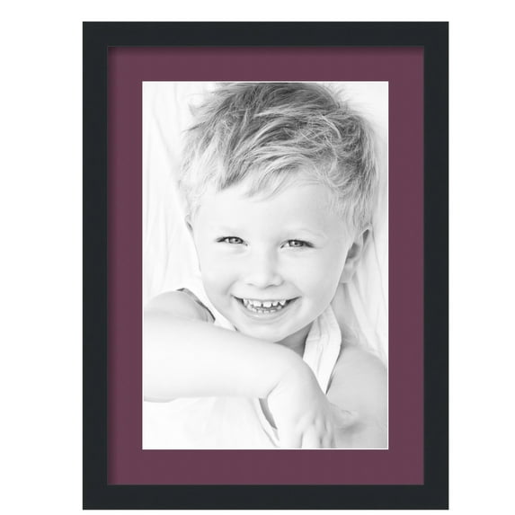 ArtToFrames 16x22" Matted Picture Frame with 12x18" Single Mat Photo Opening Framed in 1.25" Satin Black and 2" Ruby Mat (FWM-3926-16x22)