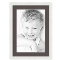 ArtToFrames 16x22" Matted Picture Frame with 12x18" Single Mat Photo Opening Framed in 1.25" Satin White Frame and 2" Chestnut Mat (FWM-3966-16x22)
