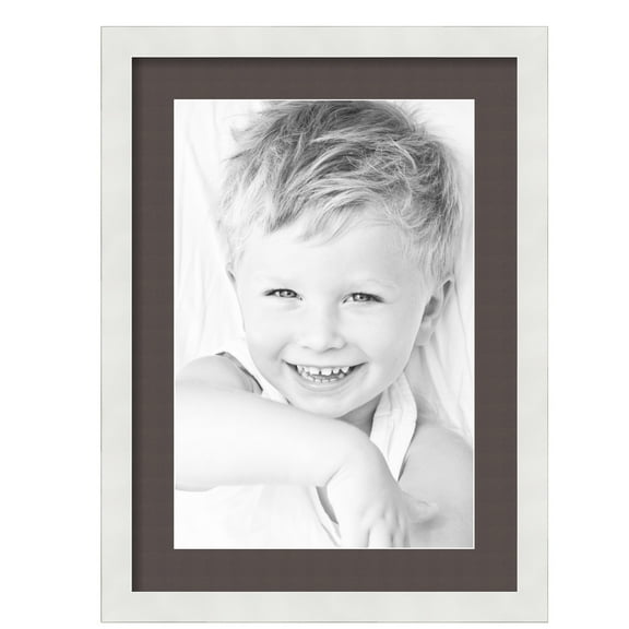 ArtToFrames 16x22" Matted Picture Frame with 12x18" Single Mat Photo Opening Framed in 1.25" Satin White Frame and 2" Chestnut Mat (FWM-3966-16x22)