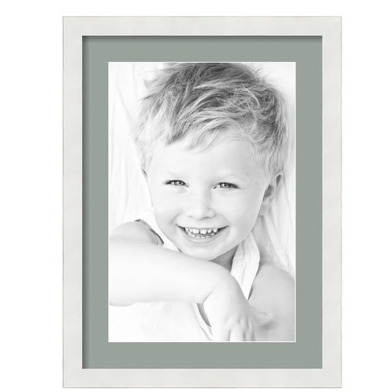 ArtToFrames 16x22" Matted Picture Frame with 12x18" Single Mat Photo Opening Framed in 1.25" Satin White Frame and 2" Silverpine Mat (FWM-3966-16x22)
