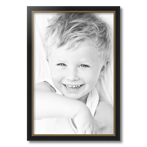ArtToFrames 16x24 Inch Black Velvet with Gold Picture Frame, This Black MDF Poster Frame is Great for Your Art or Photos, Comes with 060 Plexi Glass (4690)