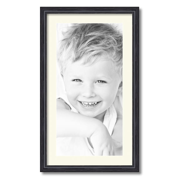 ArtToFrames 16x28 Matted Picture Frame with 12x24 Single Mat Photo Opening Framed in 1.25 Black Stain on Solid Red Oak and 2 Brilliant White Mat (FWM-4083-16x28)
