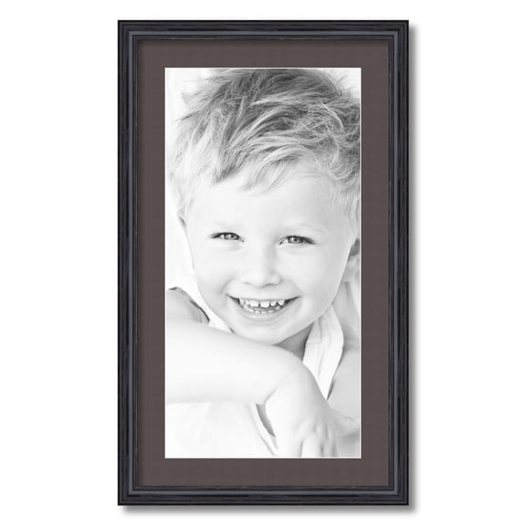 ArtToFrames 16x28 Matted Picture Frame with 12x24 Single Mat Photo Opening Framed in 1.25 Black Stain on Solid Red Oak and 2 Chestnut Mat (FWM-4083-16x28)