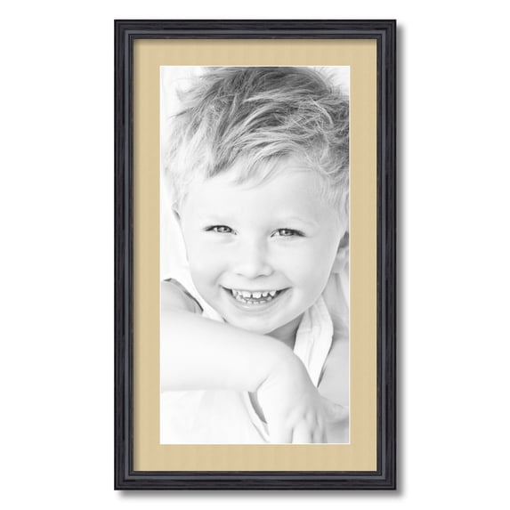 ArtToFrames 16x28 Matted Picture Frame with 12x24 Single Mat Photo Opening Framed in 1.25 Black Stain on Solid Red Oak and 2 Green Whisper Mat (FWM-4083-16x28)