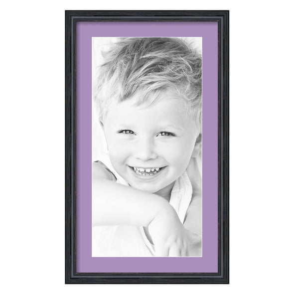 ArtToFrames 16x28" Matted Picture Frame with 12x24" Single Mat Photo Opening Framed in 1.25" Black Stain on Solid Red Oak and 2" Lavender Mist Mat (FWM-4083-16x28)