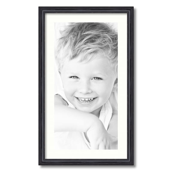ArtToFrames 16x28" Matted Picture Frame with 12x24" Single Mat Photo Opening Framed in 1.25" Black Stain on Solid Red Oak and 2" Porcelain Mat (FWM-4083-16x28)