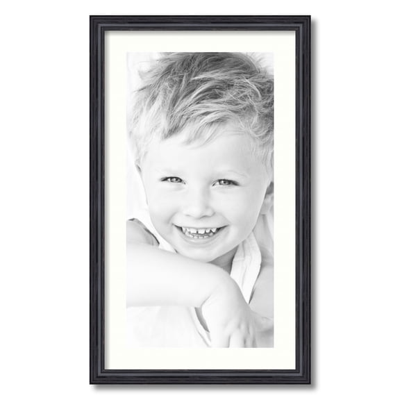 ArtToFrames 16x28" Matted Picture Frame with 12x24" Single Mat Photo Opening Framed in 1.25" Black Stain on Solid Red Oak and 2" Porcelain Mat (FWM-4083-16x28)