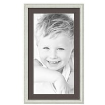 ArtToFrames 16x28" Matted Picture Frame with 12x24" Single Mat Photo Opening Framed in 1.25" Off White Wash on Ash and 2" Chestnut Mat (FWM-4098-16x28)