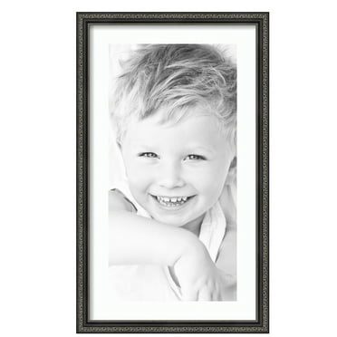 ArtToFrames 16x28" Matted Picture Frame with 12x24" Single Mat Photo Opening Framed in 1.25" Antique Black and 2" Super White Mat (FWM-5106-16x28)