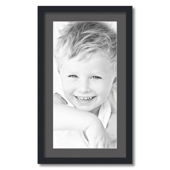 ArtToFrames 16x28" Matted Picture Frame with 12x24" Single Mat Photo Opening Framed in 1.25" Satin Black and 2" Charcoal Mat (FWM-3926-16x28)