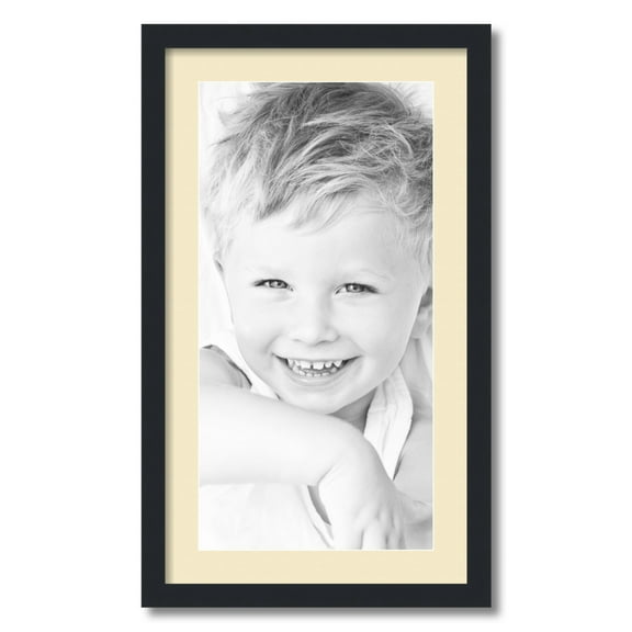 ArtToFrames 16x28 Matted Picture Frame with 12x24 Single Mat Photo Opening Framed in 1.25 Satin Black and 2 Cream Mat (FWM-3926-16x28)