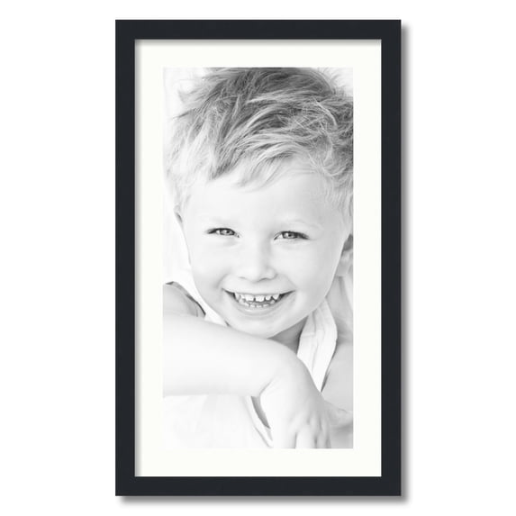 ArtToFrames 16x28 Matted Picture Frame with 12x24 Single Mat Photo Opening Framed in 1.25 Satin Black and 2 Fabric White Mat (FWM-3926-16x28)