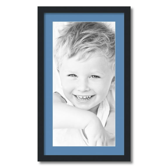 ArtToFrames 16x28 Matted Picture Frame with 12x24 Single Mat Photo Opening Framed in 1.25 Satin Black and 2 Liberty Blue Mat (FWM-3926-16x28)