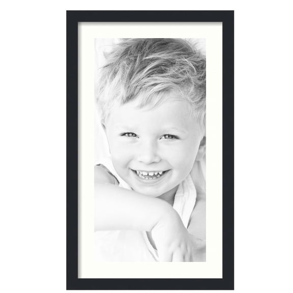 ArtToFrames 16x28" Matted Picture Frame with 12x24" Single Mat Photo Opening Framed in 1.25" Satin Black and 2" Porcelain Mat (FWM-3926-16x28)