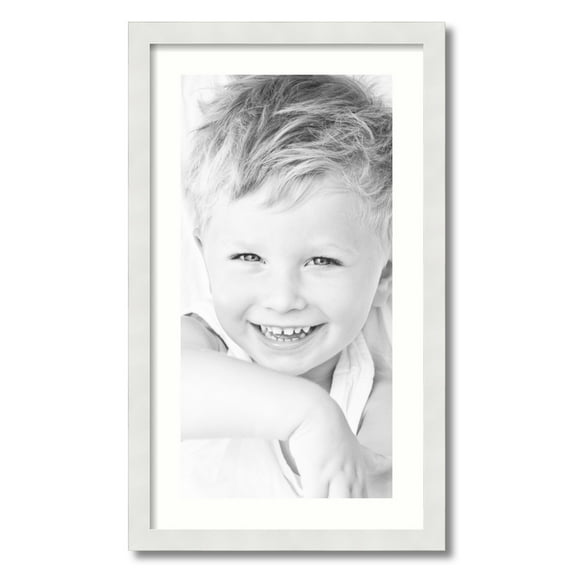 ArtToFrames 16x28 Matted Picture Frame with 12x24 Single Mat Photo Opening Framed in 1.25 Satin White Frame and 2 Light Cream Mat (FWM-3966-16x28)
