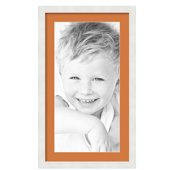 ArtToFrames 16x28" Matted Picture Frame with 12x24" Single Mat Photo Opening Framed in 1.25" Satin White Frame and 2" Octoberfest Mat (FWM-3966-16x28)