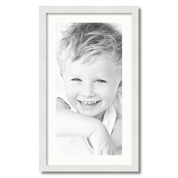 ArtToFrames 16x28" Matted Picture Frame with 12x24" Single Mat Photo Opening Framed in 1.25" Satin White Frame and 2" Porcelain Mat (FWM-3966-16x28)